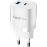 Forever Зарядно устройство Forever - TC-05, USB-A/C, 33W, бяло (GSM115405)