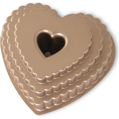 Nordic Ware Forma na bábovku poschodové srdce karamelová 2,8 l