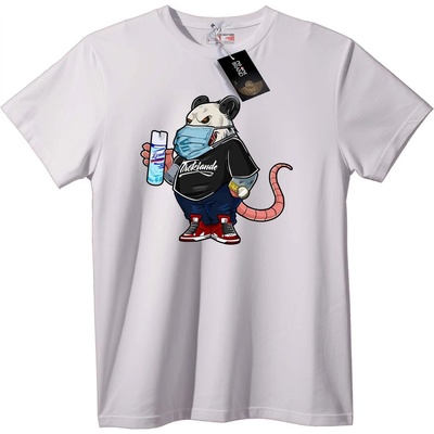 NOONEBRAND Тениска Masked Плъх с Lysol - XL, White
