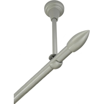 OK-GarnýžeCZ Garnýž kovová jednořadá 16mm Špice stříbrná mat 390 cm do stropu / na tunýlek - bez kroužků
