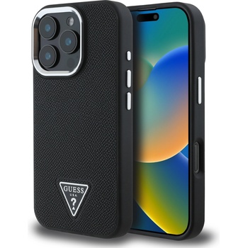 GUESS Калъф Guess PU Grained Triangle Logo MagSafe - iPhone 16 Pro Max - Черен (3666339302337)