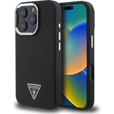 GUESS Калъф Guess PU Grained Triangle Logo MagSafe - iPhone 16 Pro Max - Черен (3666339302337)