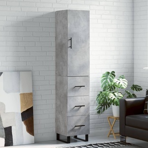 vidaXL Висок шкаф, бетонно сив, 34, 5x34x180 см, инженерно дърво (3198877)