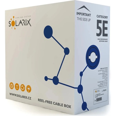 Solarix SXKD-5E-FTP-PVC FTP. Cat5E, drát, PVC, stíněný, 305m, šedý