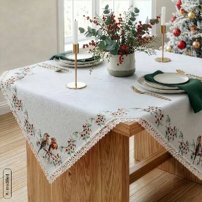 Eurofirany Biely obrus so stromčekom biela Polyester 85x85 cm