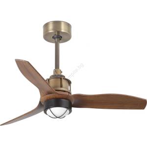 Faro Barcelona Faro 33428wt1n- led димируем вентилатор just fan s 16w/230v, диаметър 81 см, кафяв/месинг, wt + дистанционно управление (fa33428wt1n)