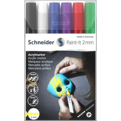 Schneider Комплект маркери за декорация, акрилни, 2 мм, SCHNEIDER "Paint-It 310", 6 различни цвята 120195 (120195)