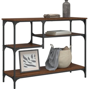 vidaXL Конзолна маса с рафтове, кафяв дъб, 100x35x75 cм (837786)