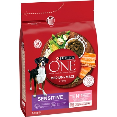 Purina One Medium & Maxi Sensitive s lososem 2,5 kg