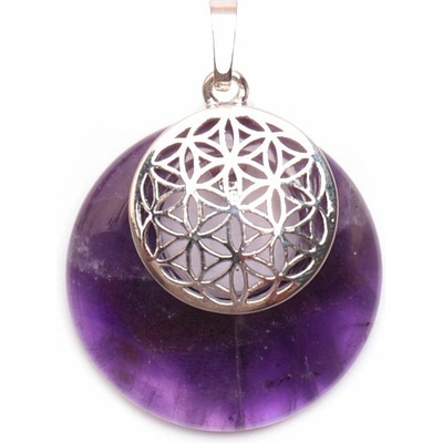 Nefertitis Ametyst přívěsek kruh s Květinou života NF17464