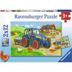 Ravensburger Детски пъзел Ravensburger от 2 x 12 части - Строителна площадка и ферма (7616) - baby
