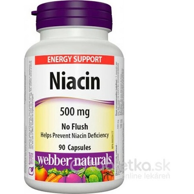 Webber Naturals Niacín 500 mg Vitamín B3 90 tabliet