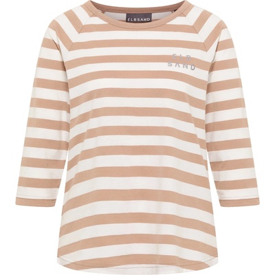 ELBSAND Дамска тениска ELBSAND Women's Celin T-Shirt - Nougat / Cloud White / Stripe - размер XS (916-2676-1311)