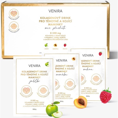 Venira Premium kolagénový drink pre tehotné a dojčiace mamičky mix 3 príchutí bravčový kolagén 30 sáčkov
