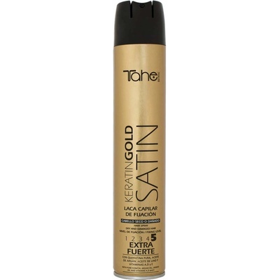Tahe Keratin Gold Hairspray Satin fix 5 lak na vlasy s keratínom a argánovým olejom 400 ml