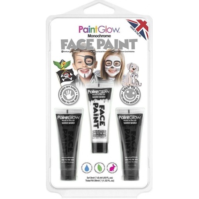 PAINTGLOW Sada barev na obličej Monochrome černá bílá černá