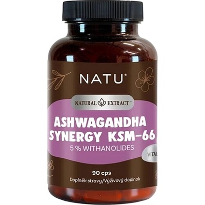 NATU Ashwagandha extrakt KSM-66 s piperinem 90 kapslí