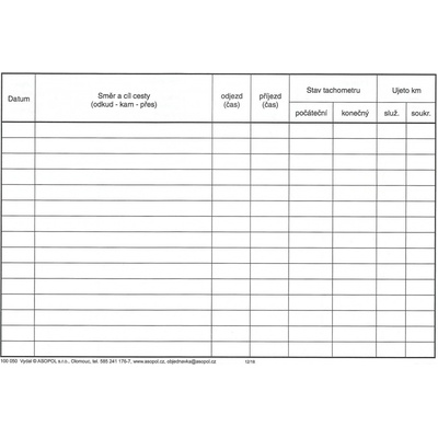 Asopol 100050 Kniha jízd firemního vozidla – Zboží Mobilmania