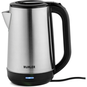 Muhler Електрическа кана Muhler WK-177S, 2200W, Обем 2 л, Неръждаема стомана, Безкабелна, 360° основа, Автоматичното изключване, Защита, Сив (KT-1009378) Електрически кани