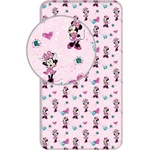Jerry Fabrics Розов еластичен памучен детски чаршаф 90x200 cm Minnie "Flowers" - Jerry Fabrics (22FT229)