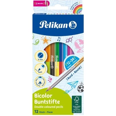 Pelikan Bicolor farbičky 24 farieb 12 ks 00700146