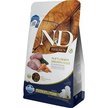 N&D N&D Brown Dog Lamb, Spirulina & Carrot Puppy Medium & Maxi за подрастващи кученца с кафява козина от средни и едри породи породи, с агнешко, спирулина и морков 2kg