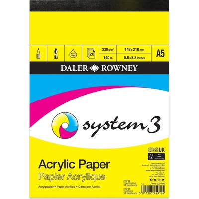 Daler-Rowney System3 Acrylic Paper System3 Скицник 20 A5 230 g (403600500)