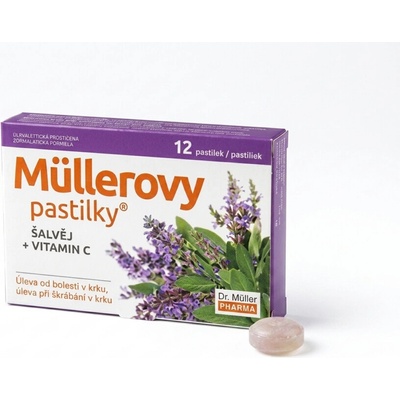 Dr. Müller Müllerove Pastilky so šalviou a vit. c Bez cukru 12 ks