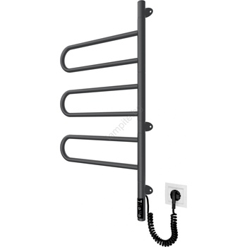 Mario Radiators Електрически въртящ се сушилник за кърпи TRISTAR 80W/230V 82, 5x44, 5 cm IP44 неръждаема стомана/черен (MR0056)