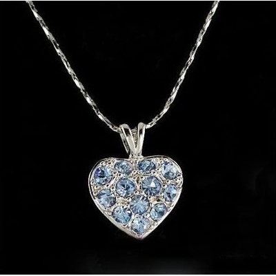 Prosperk Řetízek s přívěskem srdíčko Swarovski modré krystalky S0210