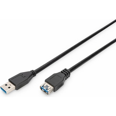Digitus AK-300203-030-S USB 3.0, USB A zásuvka, USB A vidlice, niklovaný, 3m, černý