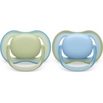 Philips Залъгалки Philips Avent - Ultra Air, Неутрални синьо и зелено с кутия за стерилизиране, 0-6 m, 2 броя (00A.0524.003)