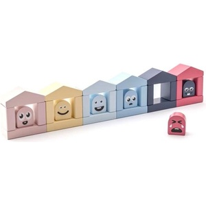 Cubika Пастел 15962 Цветни къщички - дървен строителен комплект 30 части (1-15962)