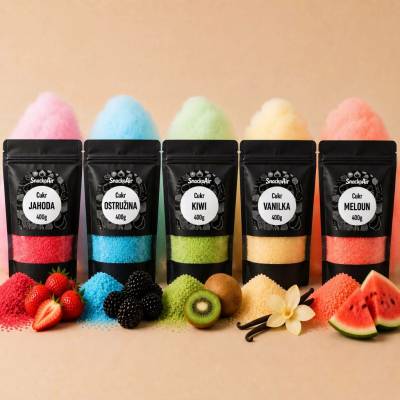 SnackAir Cukr na vatu 5x 400g (jahoda, ostružina, kiwi, vanilka, meloun)