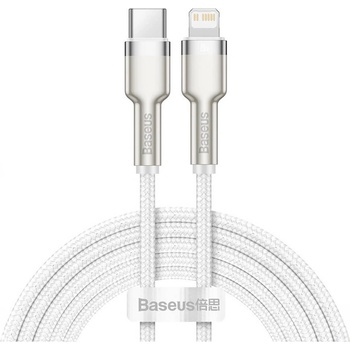 Baseus USB-C към Lightning кабел за Apple устройства с Lightning порт - Baseus Cafule Metal Series USB-C to Lightning Cable PD 20W (CATLJK-B01) (200 см) (бял) (CATLJK-B02)