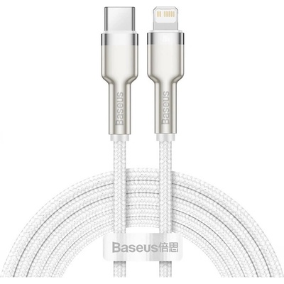 Baseus USB-C към Lightning кабел за Apple устройства с Lightning порт - Baseus Cafule Metal Series USB-C to Lightning Cable PD 20W (CATLJK-B01) (200 см) (бял) (CATLJK-B02)