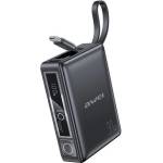 Awei Аварийно зарядно устройство AWEI P87K USB+Type-C гнездо 10000mAh, PD бързо зарядно устройство + фиксиран Type-C кабел, ЧЕРНО (P87K)