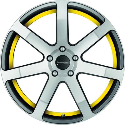 Corspeed Challenge 10,5x21 5x120 ET25 gunmetal polished trim yellow