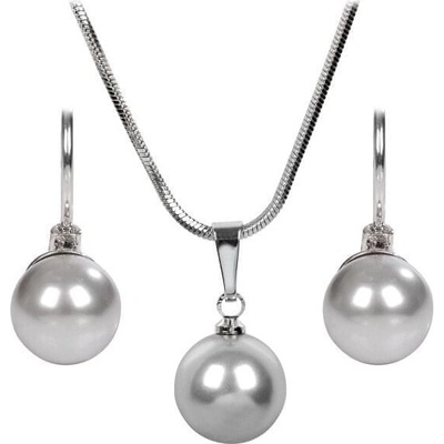 Levien sada náhrdelníku a náušnic Pearl Light SET-041 grey – Zboží Mobilmania