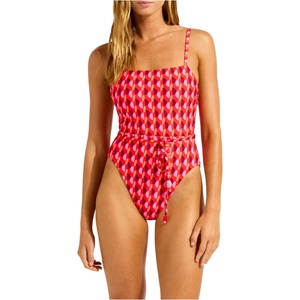 Seafolly Дамски бански костюм Seafolly Women's Sorrento Reversible Square Neck One Piece Swimsuit - Flame - размер 44 (EU) (150-6781-0115)