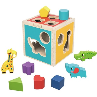 Tooky Toy Дървен сортер с цветни форми и животни TH442 (TH442)