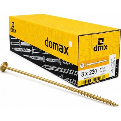 Konštrukčný vrut do dreva 8 × 220 mm, tanierová hlava TX40 – Domax CT