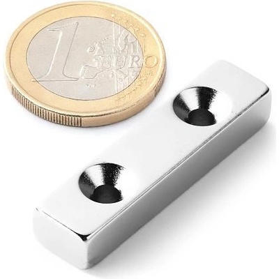Kvádrový neodymový magnet KV-40-10-07-N 2x díra