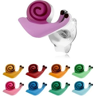 Šperky eshop puzetové náušnice barevný šneček s lesklou ulitou I21.4 fialová