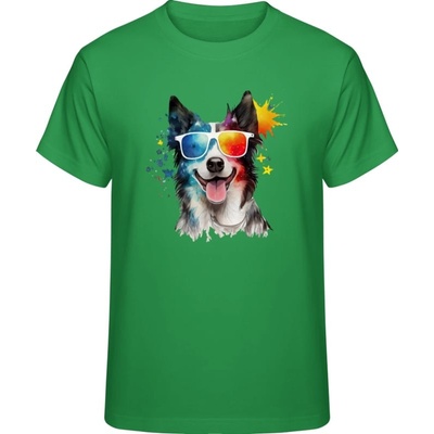 Premium tričko Dizajn č.3 Pes Superstar čisté zelené
