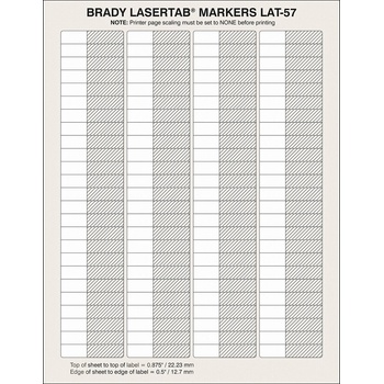 Brady LAT-57-361-2.5 / 089402, LaserTab Laser Printable Labels, 9.53 mm x 45.72 mm (89402)