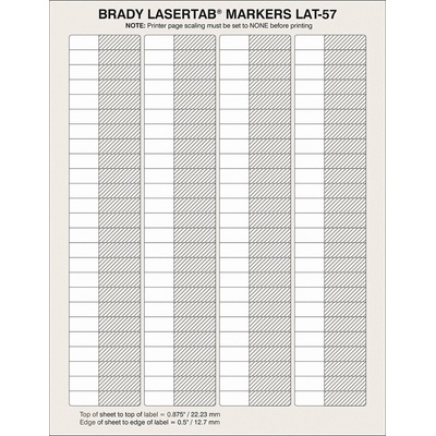 Brady LAT-57-361-2.5 / 089402, LaserTab Laser Printable Labels, 9.53 mm x 45.72 mm (89402)