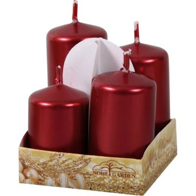 Ceramicus Adventní STUPŇOVITÉ metal lesk d4x6/7/8/9cm 4ks červené