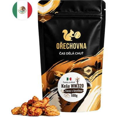 Ořechovna Pražené kešu WW320 Mexické tacos s limetkou 100 g