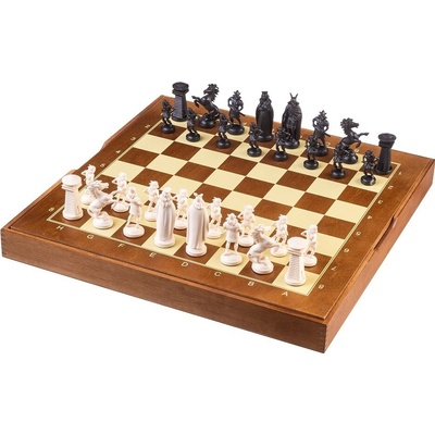 Drevený plastový šach Viking - čierna / biela veľké